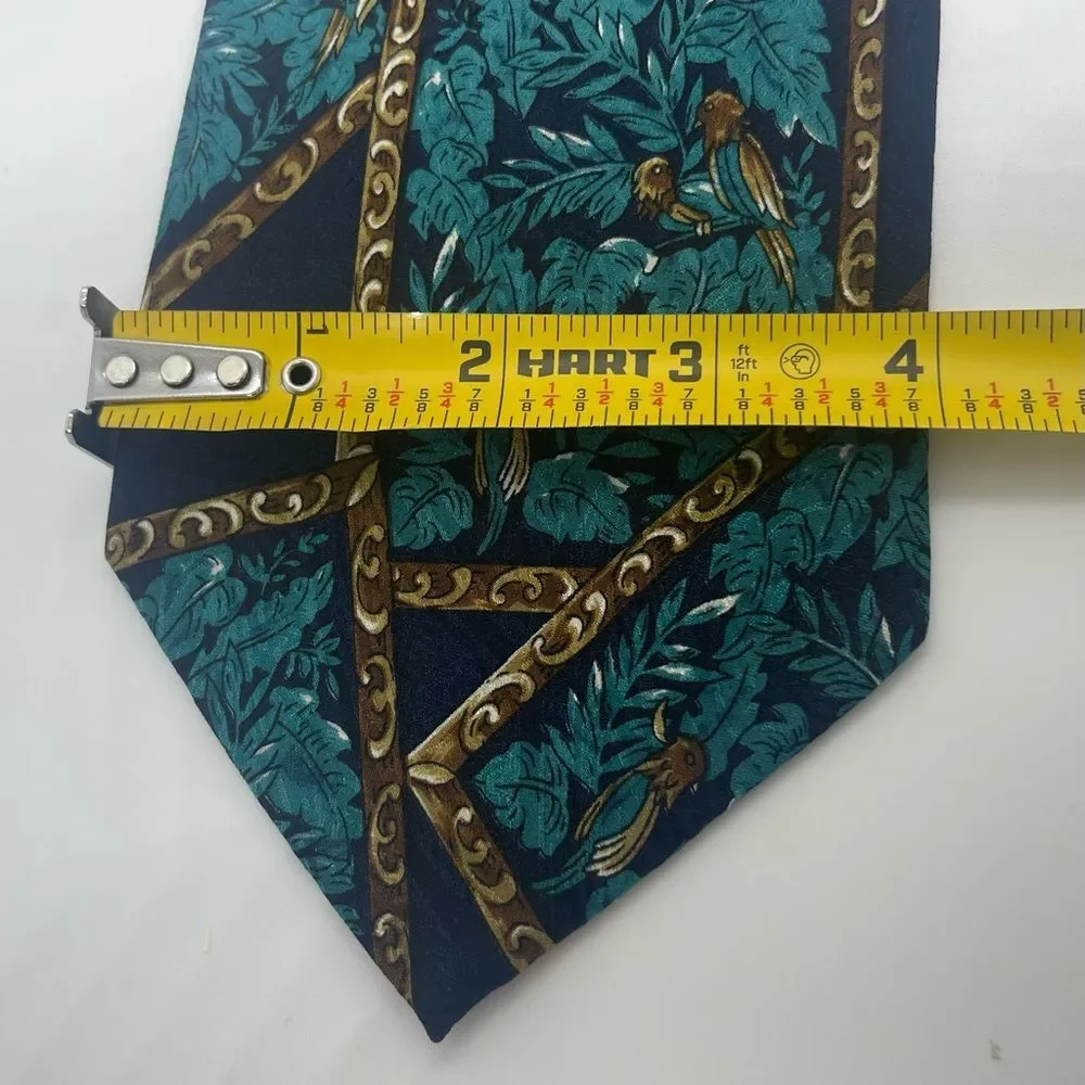 Lord & Taylor Navy Teal Gold Silk Office Career Necktie NWOT